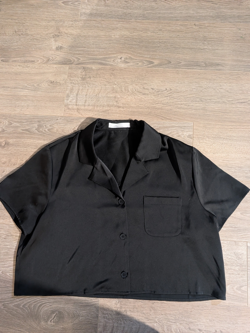 Black Short-Sleeve Camp Collar Shirt